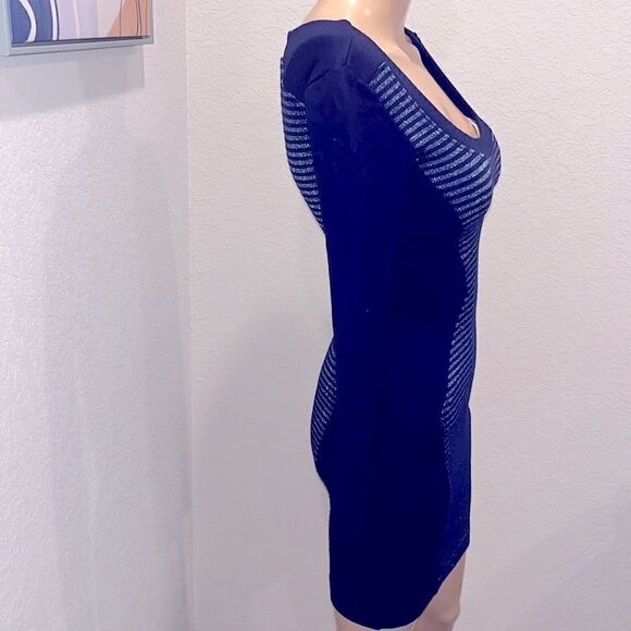 Vintage French connection navy blue striped mini dress - Picture 4 of 9